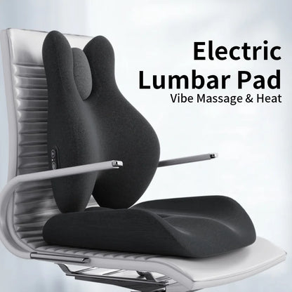 Memory Foam Lumbar Support Pillow with Heat and Vibration | 3 Heat Levels, 3 Massage Modes & Adjustable Chair Straps