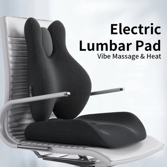 Memory Foam Lumbar Support Pillow with Heat and Vibration | 3 Heat Levels, 3 Massage Modes & Adjustable Chair Straps