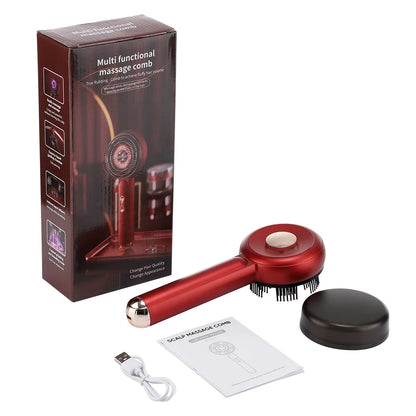 Red Light Scalp Massager Comb with 660nm LED | 3 EMS Intensities, Red Green Blue Modes, 6ml Oil Applicator & USB-C