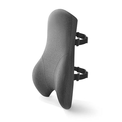 24-Inch Memory Foam Lumbar Support Pillow | Full Back Cushion with Breathable Mesh, Dual Chair Straps & Non-Slip Design Light gray