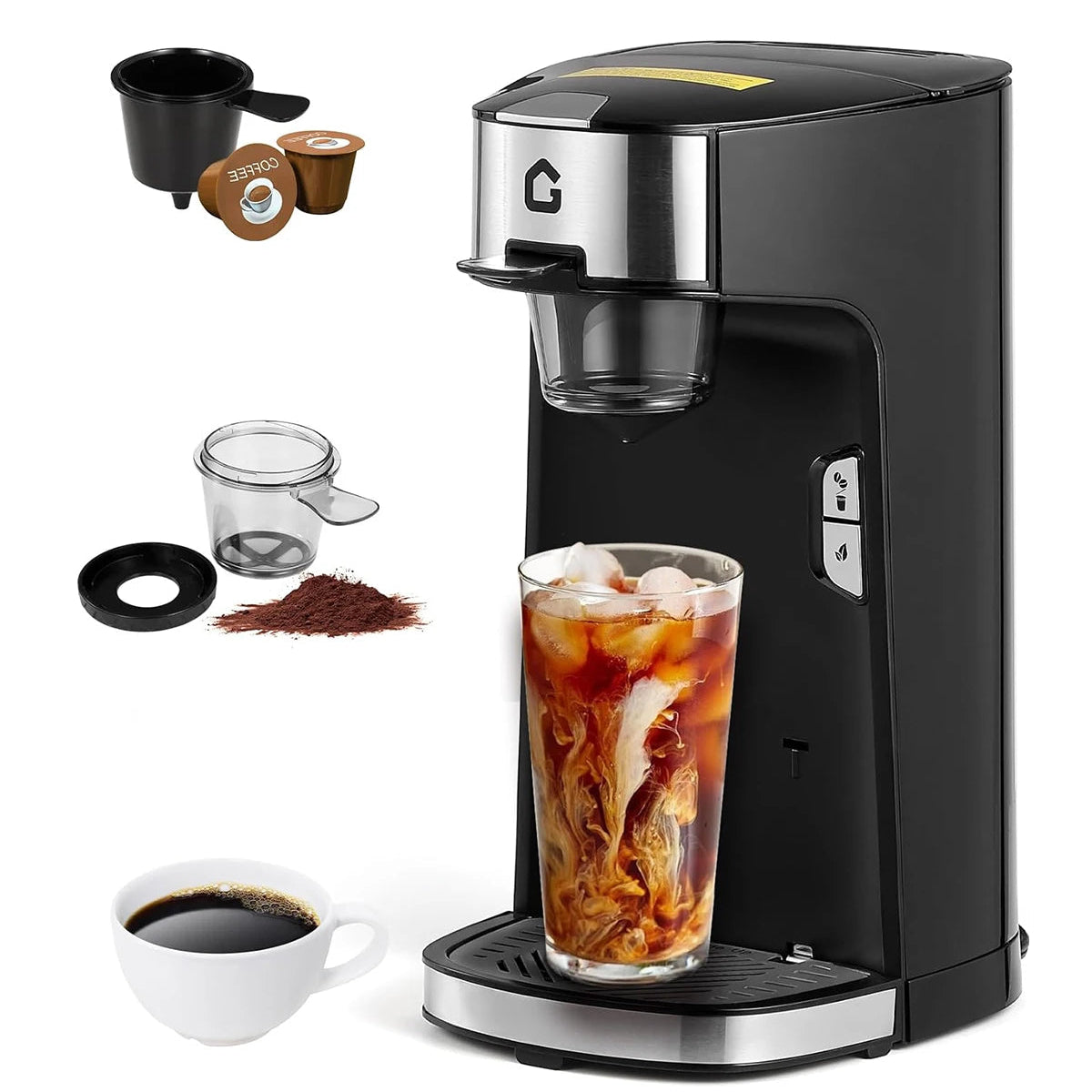 Single-Serve Coffee and Tea Maker for Cup-Style Pods, Grounds and Loose Tea
