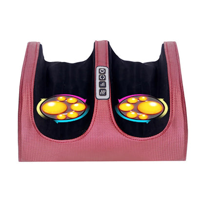 Shiatsu Foot Massager with Heat | 12 Kneading Nodes, 3 Intensities, Dual Rotation & 15-Minute Timer Red