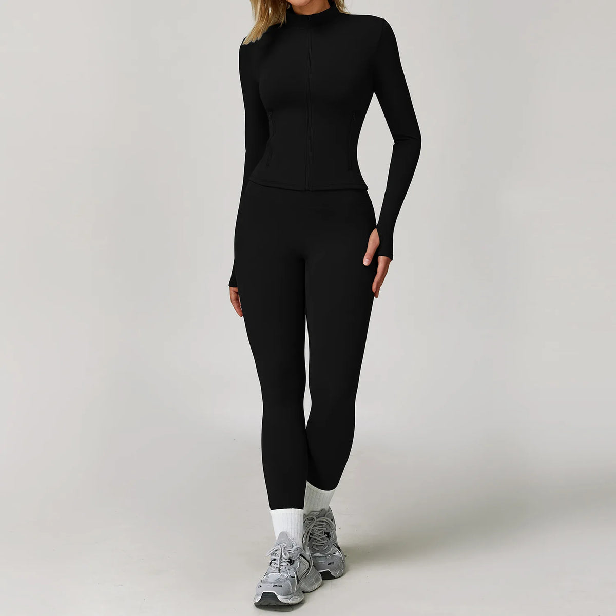 Women's Yoga Activewear Sets with Shorts, Leggings or Flared Pants Black 2PCS-6
