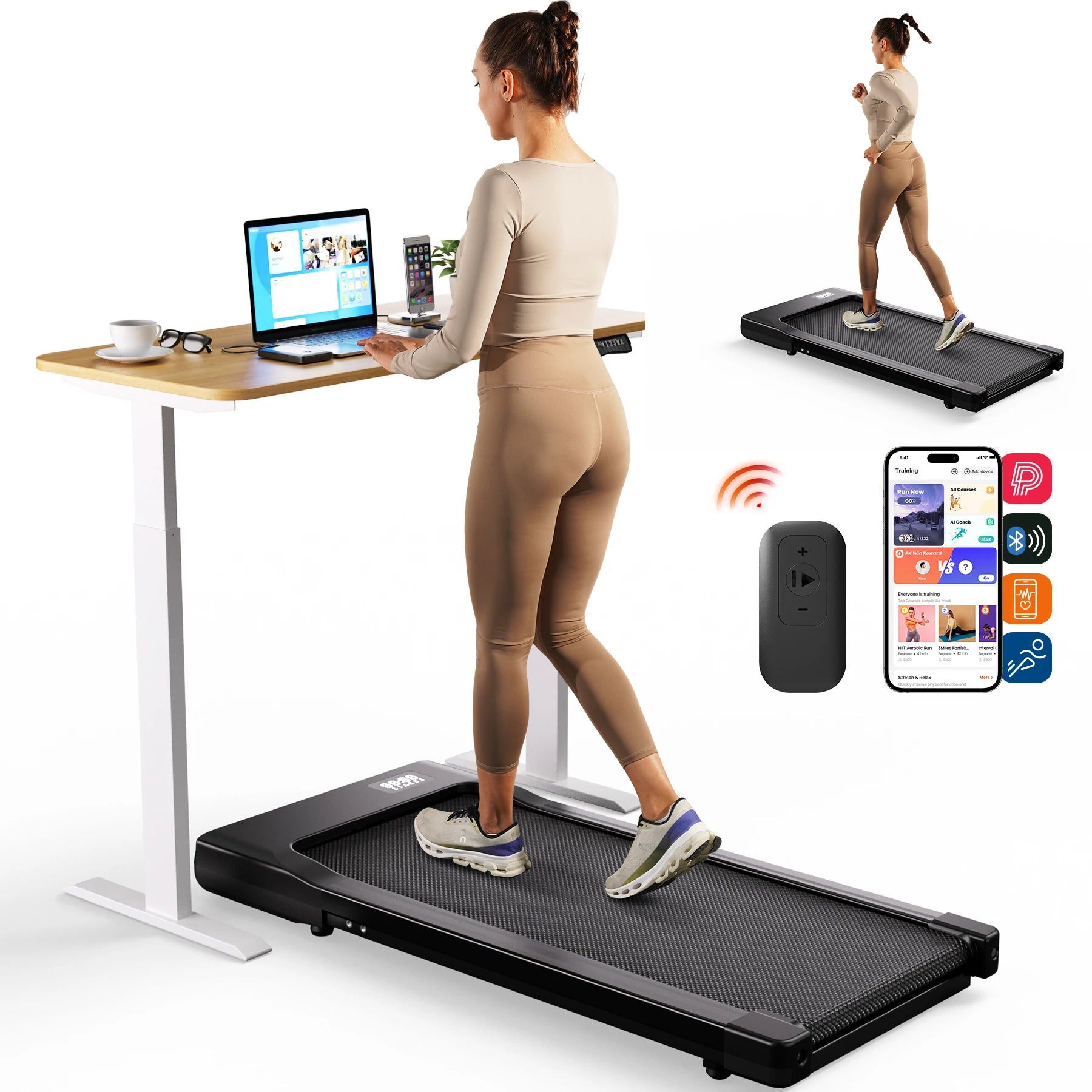 Under Desk Walking Pad Treadmill with 2.5HP Motor | 2.5 MPH, 265 lb Capacity, LED Display, Remote & 3.9-Inch Slim Design Black