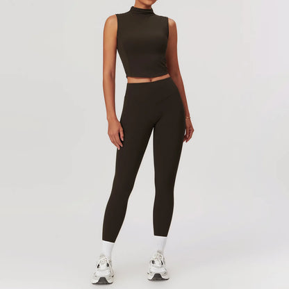 Yoga Set for Women | 2-Piece Sports Bra and High Waisted Leggings Workout Outfit with Quick-Dry Stretch Fabric Black Coffee Set-2