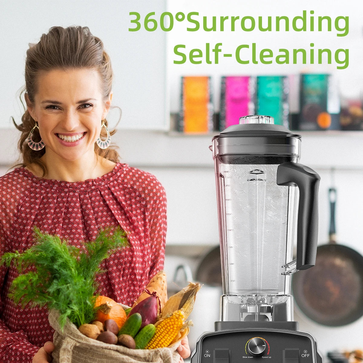 Professional Countertop Blender 2200W | 2L Jar, 6-Blade System, Timer, Ice Crushing