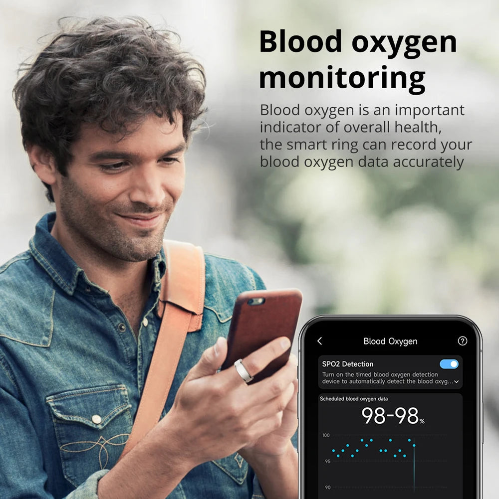 Smart Health Ring with Charging Case | Heart & Sleep Monitor | 5ATM Waterproof | Multi-Sport Modes