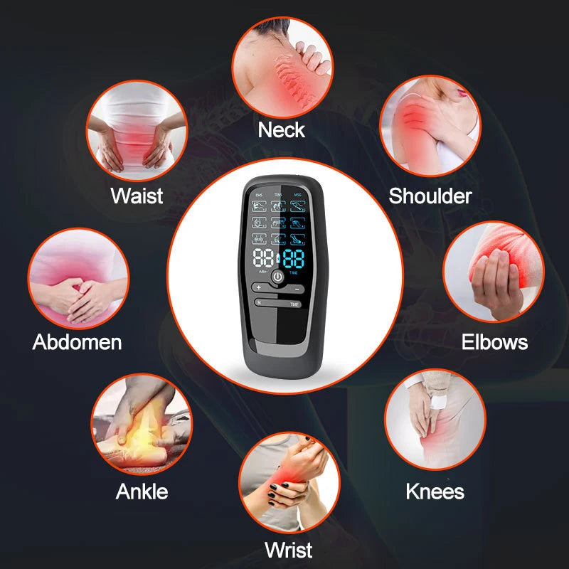 Rechargeable TENS & EMS Muscle Stimulator – 6 Modes, 19 Intensity Levels & 4 Reusable Electrode Pads