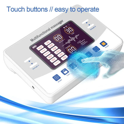 TENS and EMS Muscle Stimulator with 12 Modes, 30 Intensity Levels, Dual Channel Output & USB-C Rechargeable Design