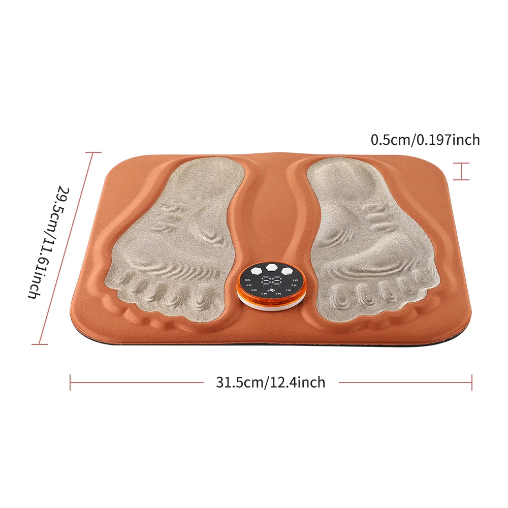 EMS Foot Massager Mat with Remote | 8 Modes, 29 Intensity Levels, Rechargeable Control & Body Electrode Pads