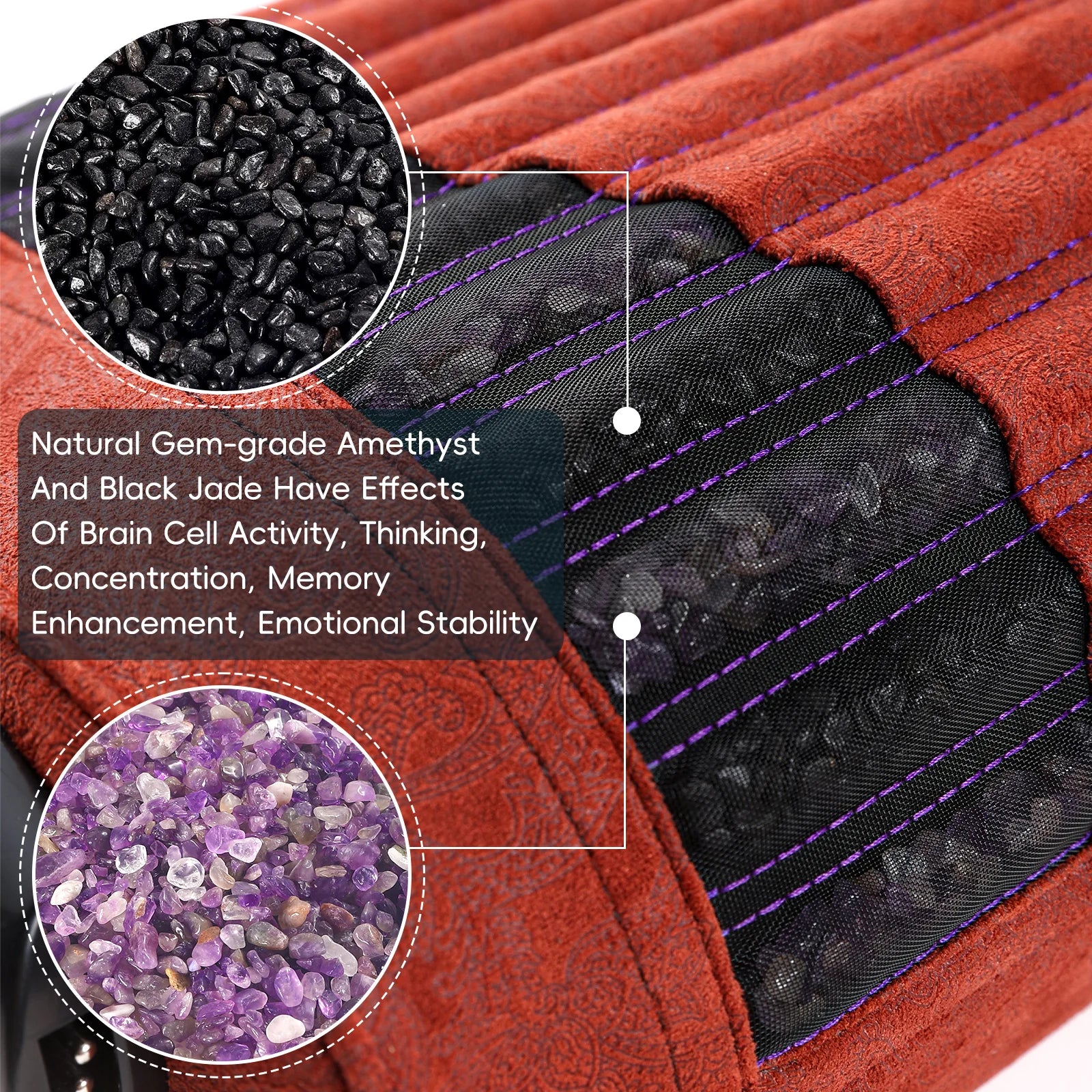 PEMF Infrared Heating Pillow for Neck and Shoulders | Amethyst & Jade Crystal Cushion, 85–159°F, 3–64Hz & Timer