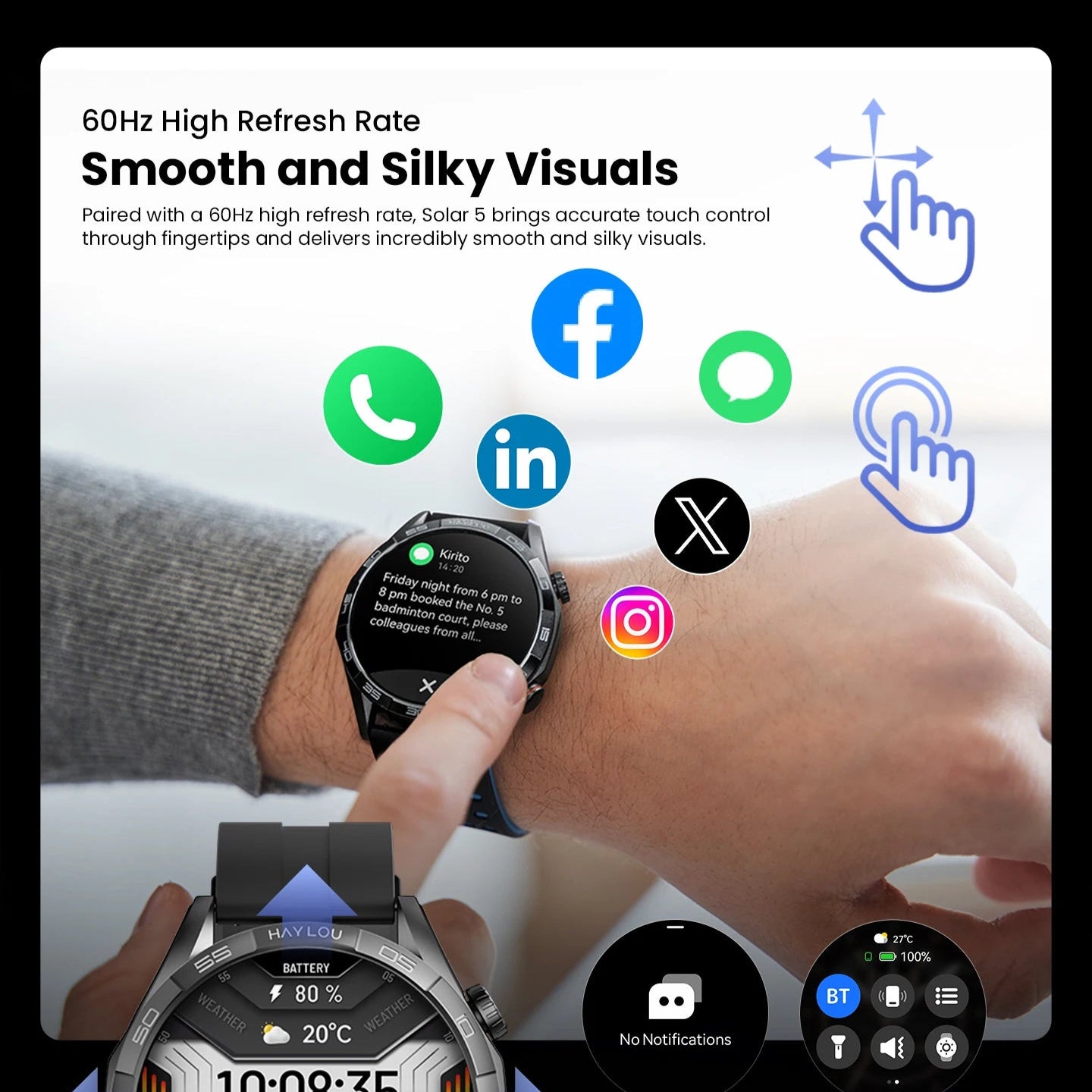 Solar 5 Smartwatch | 1.58" AMOLED Display, Bluetooth Calls, 100+ Sports Modes & 24H Health Monitoring