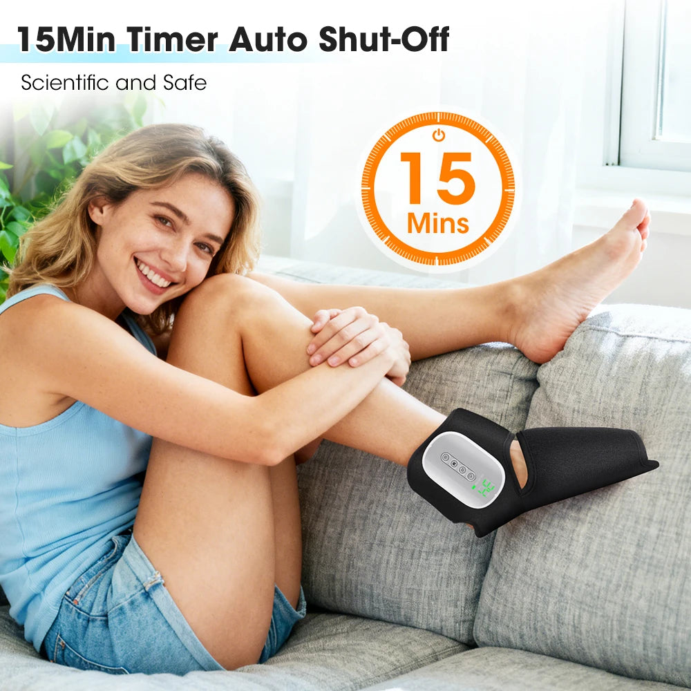 Ankle Massager with Air Compression and Heat | Rechargeable Foot and Ankle Wrap with 3 Modes, 5 Intensities & Optional Vibration