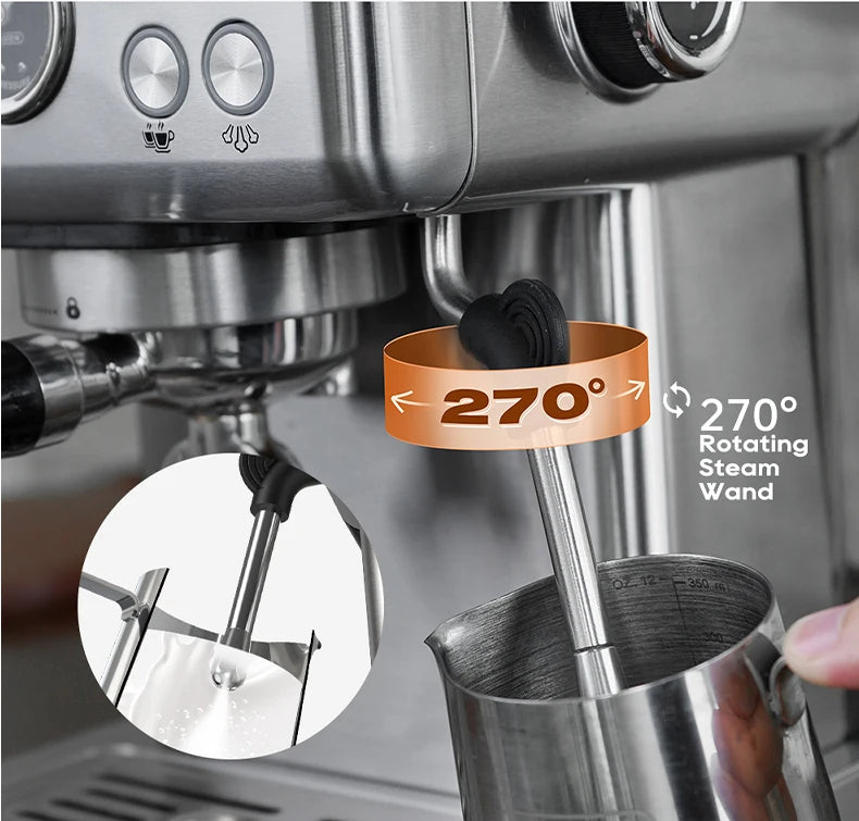 Semi-Automatic Espresso Machine with 20-Bar Pump | 58mm Portafilter, PID Temperature Control, Steam Wand & Hot/Cold Brew
