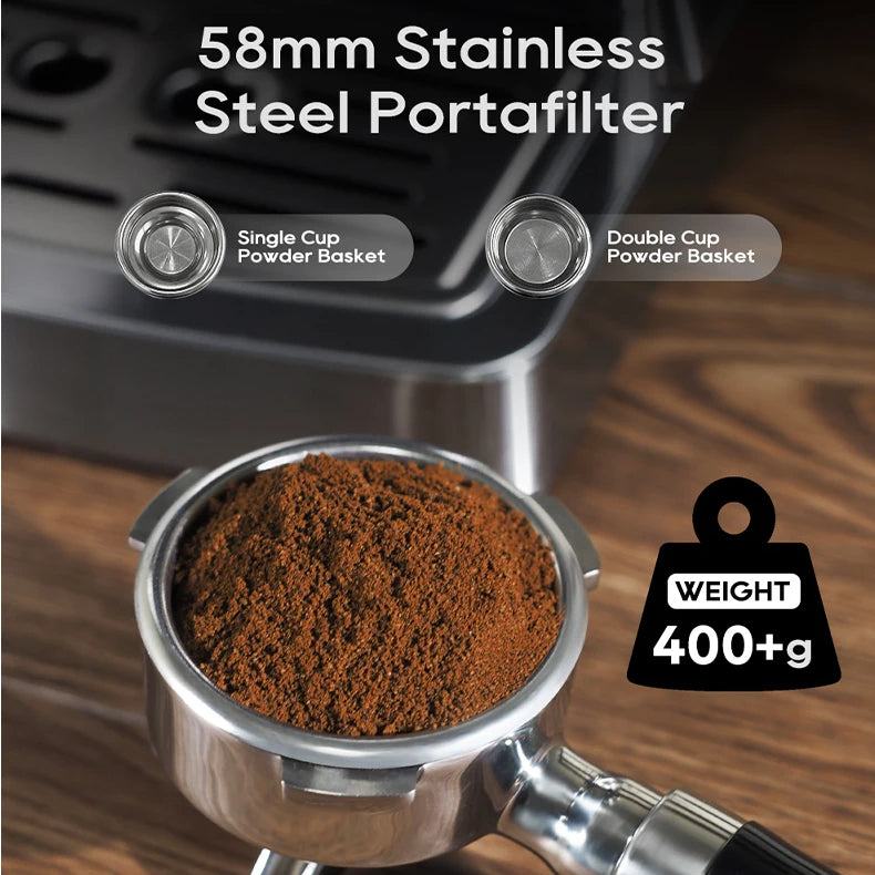 Semi-Automatic Espresso Machine with 20-Bar Pump | 58mm Portafilter, PID Temperature Control, Steam Wand & Hot/Cold Brew