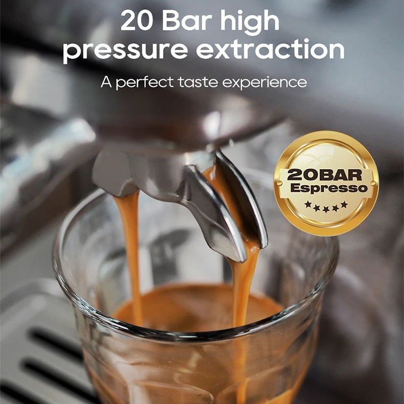 Semi-Automatic Espresso Machine with 20-Bar Pump | 58mm Portafilter, PID Temperature Control, Steam Wand & Hot/Cold Brew