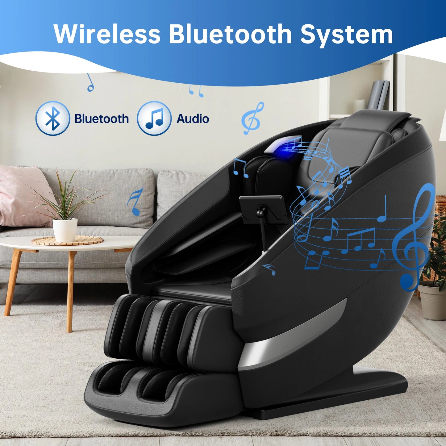 Zero Gravity Full Body Massage Chair with 18 Rollers | 24 Airbags, Waist and Calf Heat, 9 Programs, Bluetooth & Rocking Mode