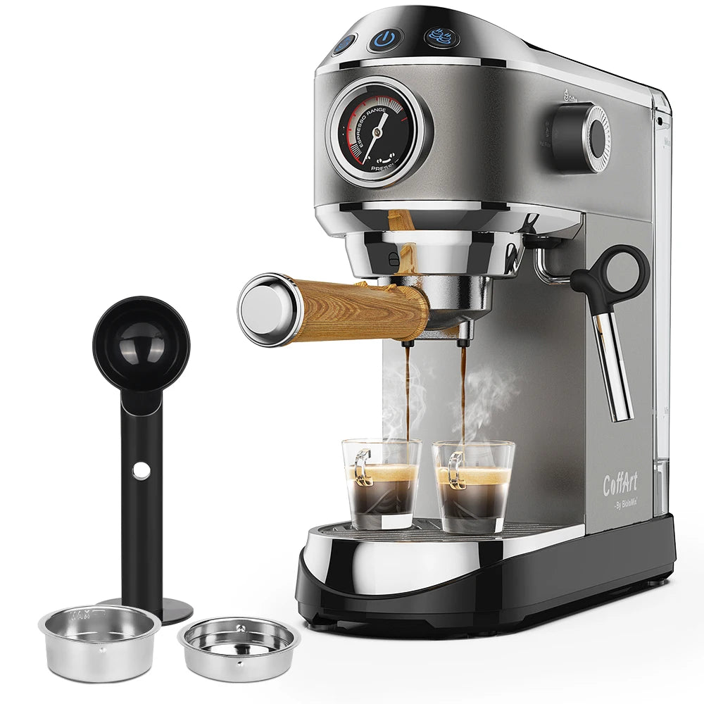 Espresso Machine with Steam Wand and 1.1 L Tank, Optional Separate Grinder Coffee Machine