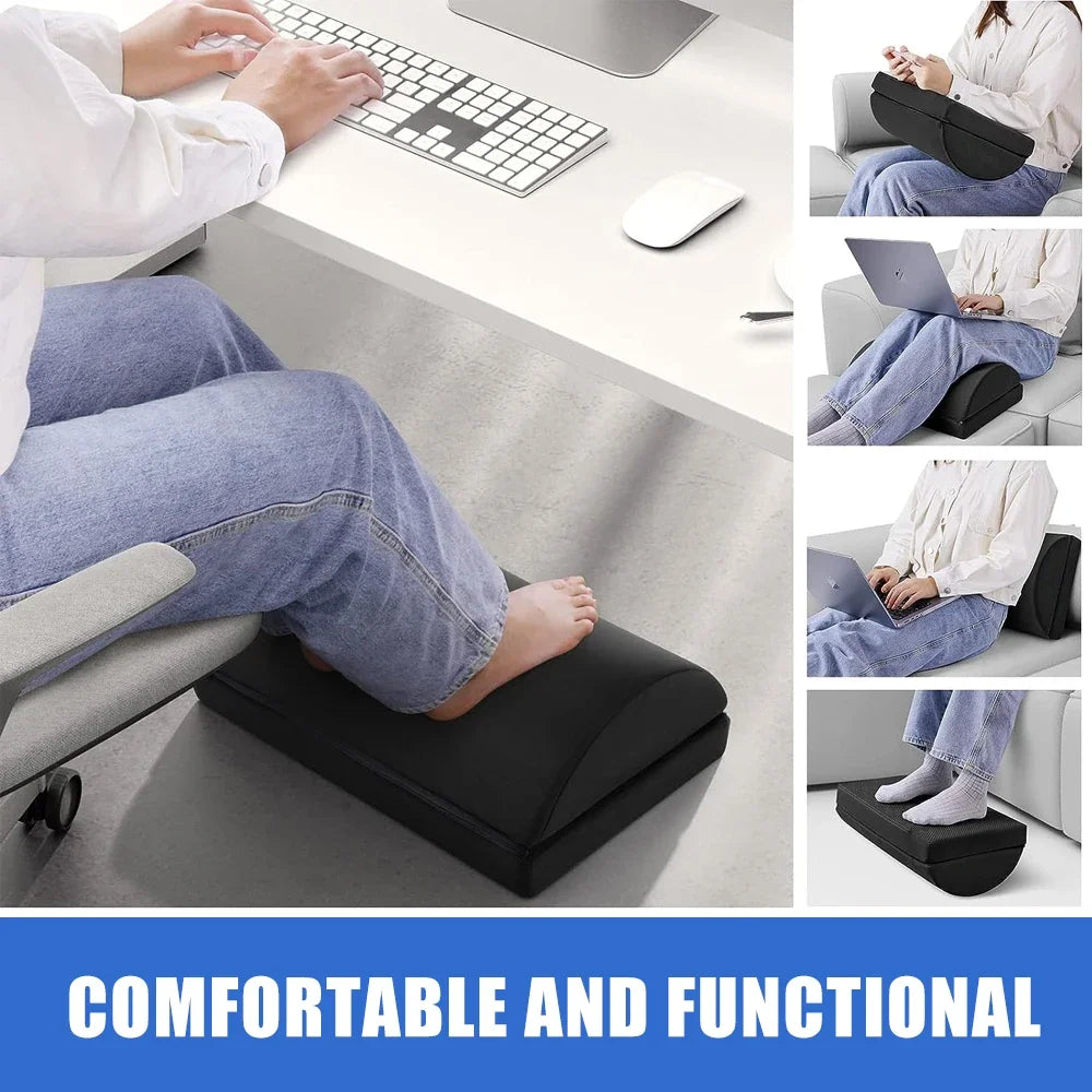 Memory Foam Foot Rest for Under Desk | 2 Adjustable Heights, Non-Slip Base & Removable Washable Cover