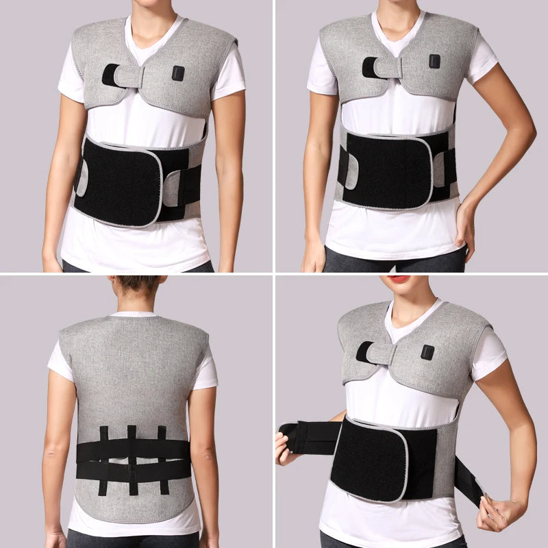 Heated Back and Shoulder Wrap with Red Light | 3 Heat Levels, Adjustable Fit & Optional Vibration Massage