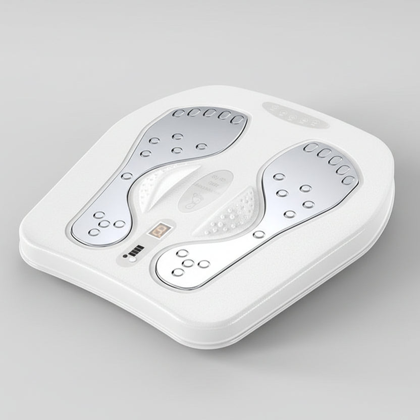 EMS Foot Massager with Heat and Remote | Adjustable Foot Stimulation Machine with Multiple Modes and Intensity Levels White