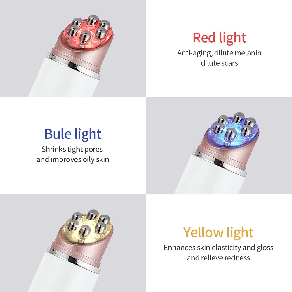 EMS LED Eye and Face Massager with 43°C Heat | Red Blue Yellow Light Modes, Vibration & USB Rechargeable Design