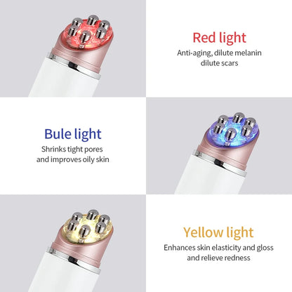 EMS LED Eye and Face Massager with 43°C Heat | Red Blue Yellow Light Modes, Vibration & USB Rechargeable Design