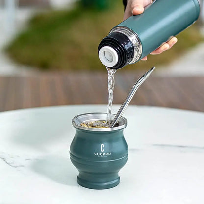 Premium Stainless Steel Yerba Mate Cup | Double-Wall Insulated Mate Gourd Set with Bombilla Straw