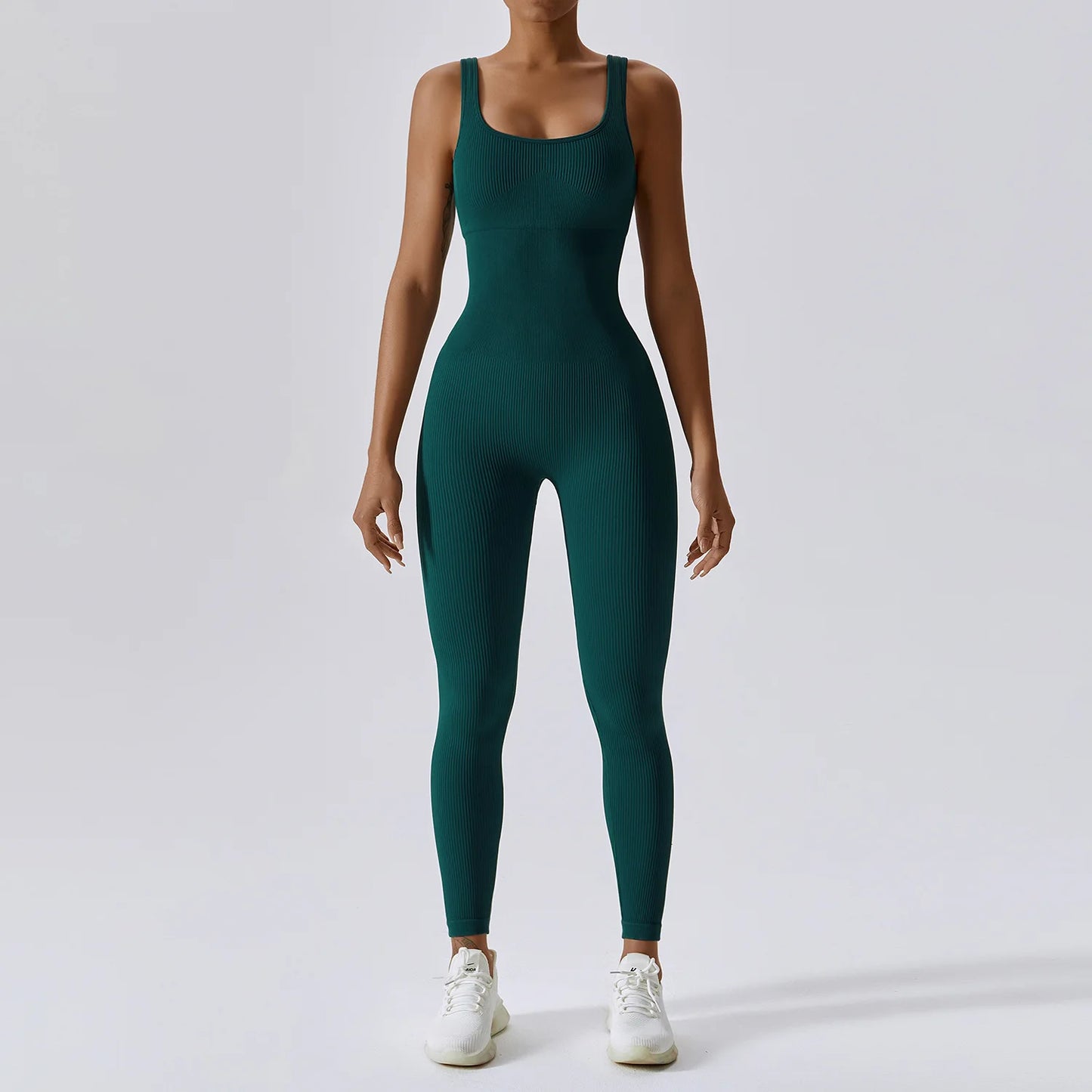 Yoga Jumpsuit for Women | Seamless One Piece Workout Bodysuit with Quick-Dry Stretch Compression Fit Dark Green