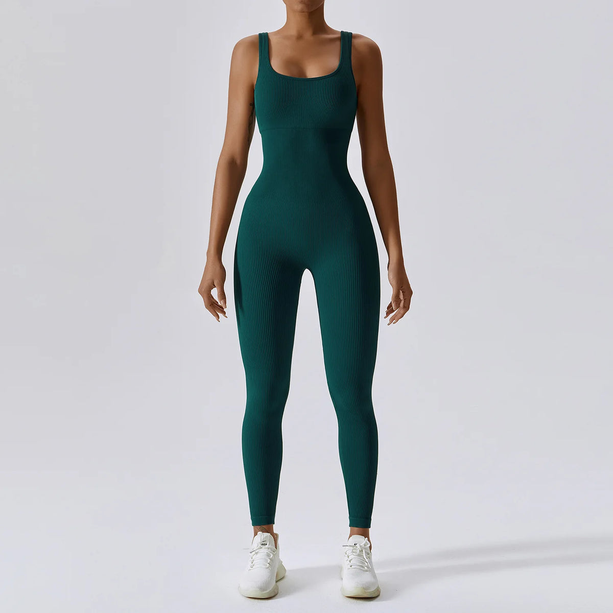 Women's One-Piece Stretch Yoga Jumpsuit Dark Green