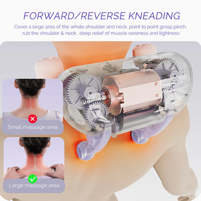 Wireless Neck and Shoulder Massage Pillow with Heat | 6D Kneading Heads, 2 Heat Levels & 2000mAh Rechargeable Battery