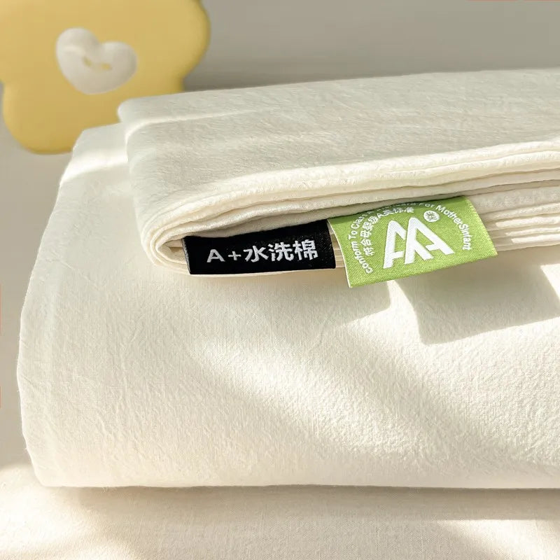 3-Piece Cotton Flat Sheet & Pillowcase Set