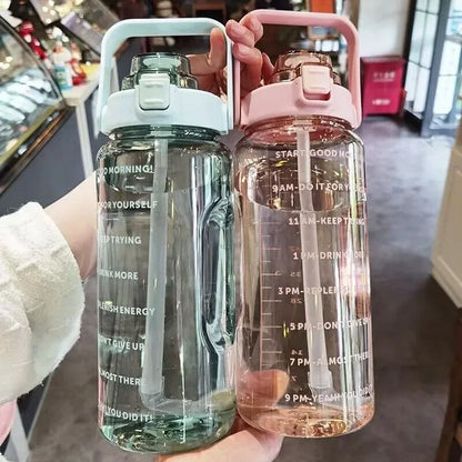 68oz Motivational Water Bottle | 2L BPA-Free Bottle with Time Marker & Straw | Leakproof, Reusable Hydration Tracker for Gym, Office & Travel
