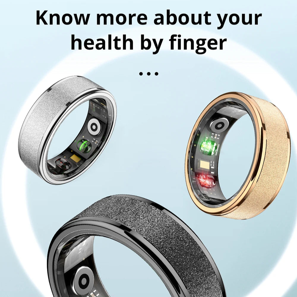 Smart Health Ring with Charging Case | Heart & Sleep Monitor | 5ATM Waterproof | Multi-Sport Modes