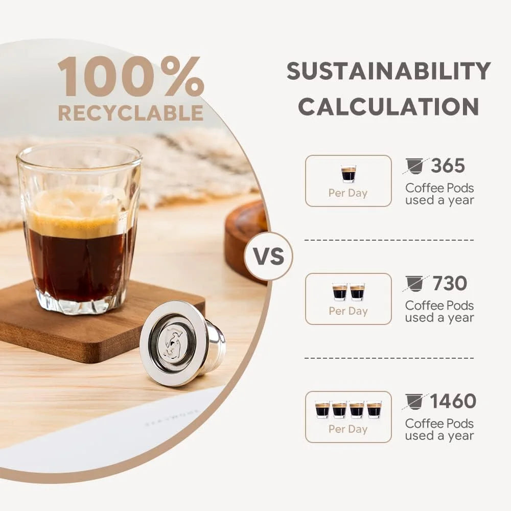 Reusable Stainless Steel Coffee Pods for Nespresso OriginalLine | Refillable Espresso Capsules, Dishwasher Safe, Eco-Friendly & Durable