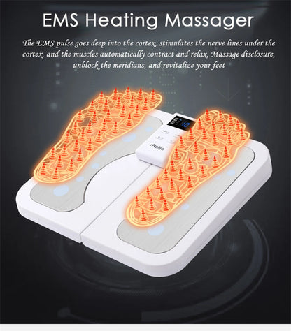 EMS and TENS Foot Massager Mat with Heat | 3 Heat Levels, Adjustable Intensity, LCD Control & Foldable Design