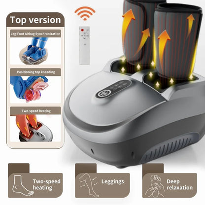 Shiatsu Foot and Calf Massager with Heat and Air Compression | 5 Modes, Adjustable Intensity, LCD Control & Washable Cover