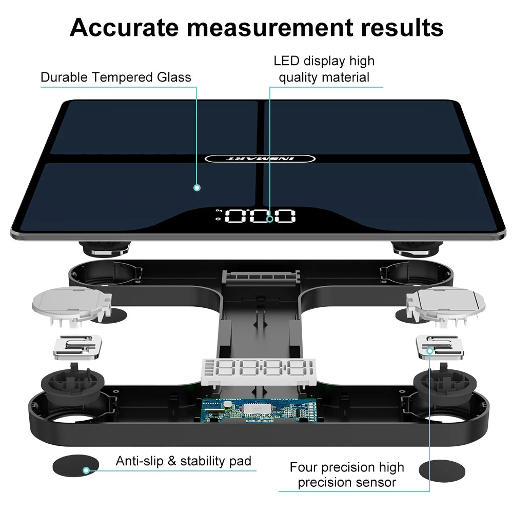 Bluetooth Smart Body Composition Scale with LED Display and App Tracking