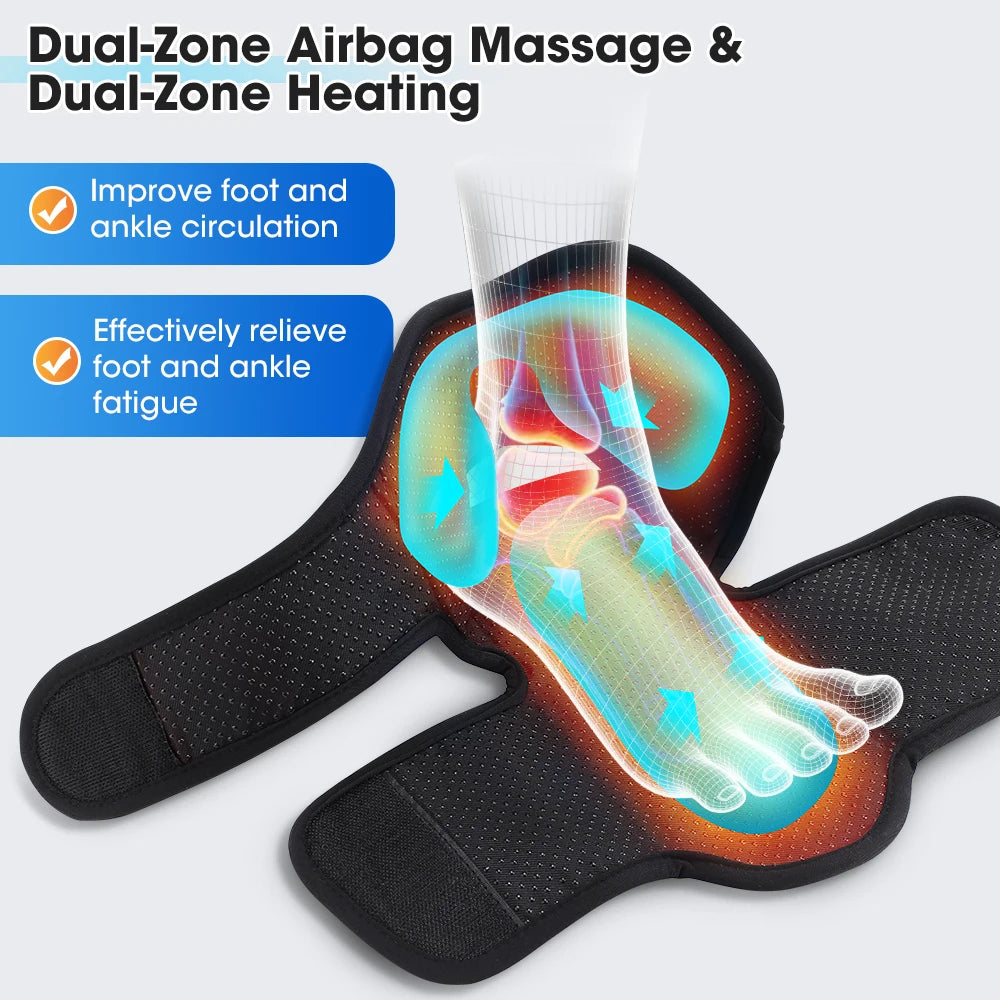 Ankle Massager with Air Compression and Heat | Rechargeable Foot and Ankle Wrap with 3 Modes, 5 Intensities & Optional Vibration