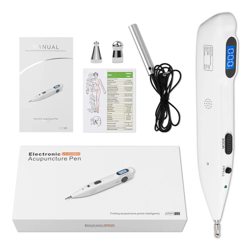 Electronic Acupuncture Pen with Auto Acupoint Detection | Needle-Free Pulse Stimulation, 9 Intensity Levels, 2 Probes & USB Rechargeable