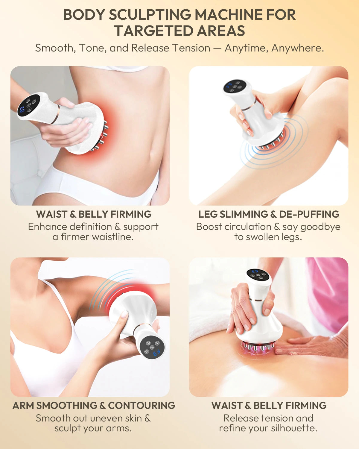 Lymphatic Drainage Massager with Heat | Anti Cellulite Body Massager with Vibration, 3 Modes & 9 Intensities