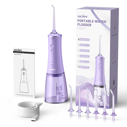 Cordless Water Flosser | 280ml Portable Oral Irrigator | 4 Modes, 6 Tips, USB Rechargeable | 30-Day Battery & IPX7 Waterproof for Deep Dental Cleaning Purple