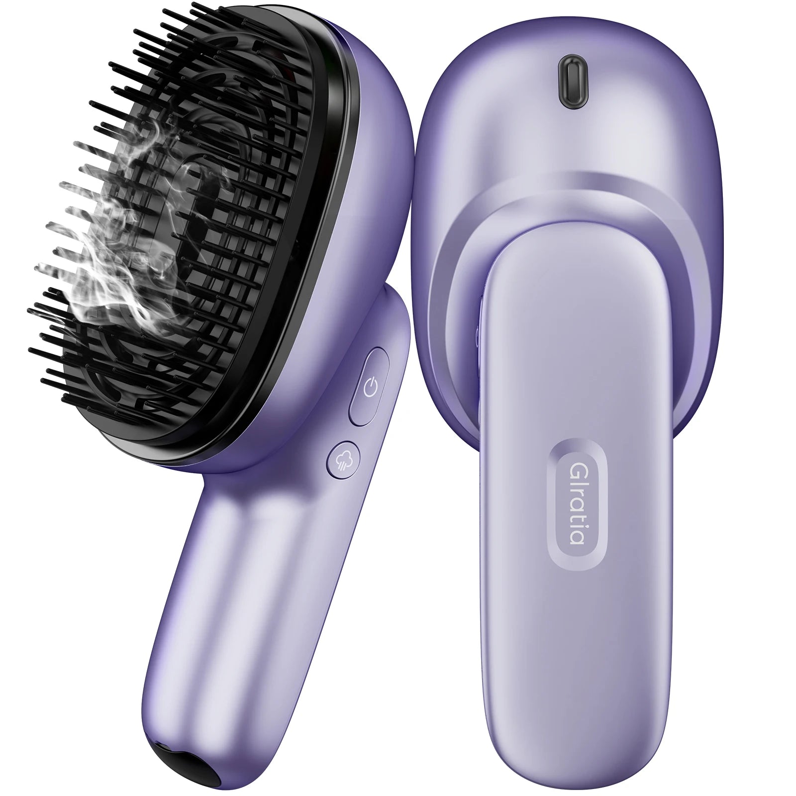 Electric Scalp Massager Brush with Essential Oil Atomizer | 2 Vibration Modes, 4 Oil Cartridges, USB Rechargeable & Washable Head Purple