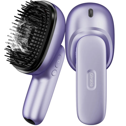 Electric Scalp Massager Brush with Essential Oil Atomizer | 2 Vibration Modes, 4 Oil Cartridges, USB Rechargeable & Washable Head Purple