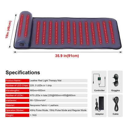 Red Light Therapy Mat with Neck Support | 660nm 850nm Infrared Heat Pad for Neck, Back & Body