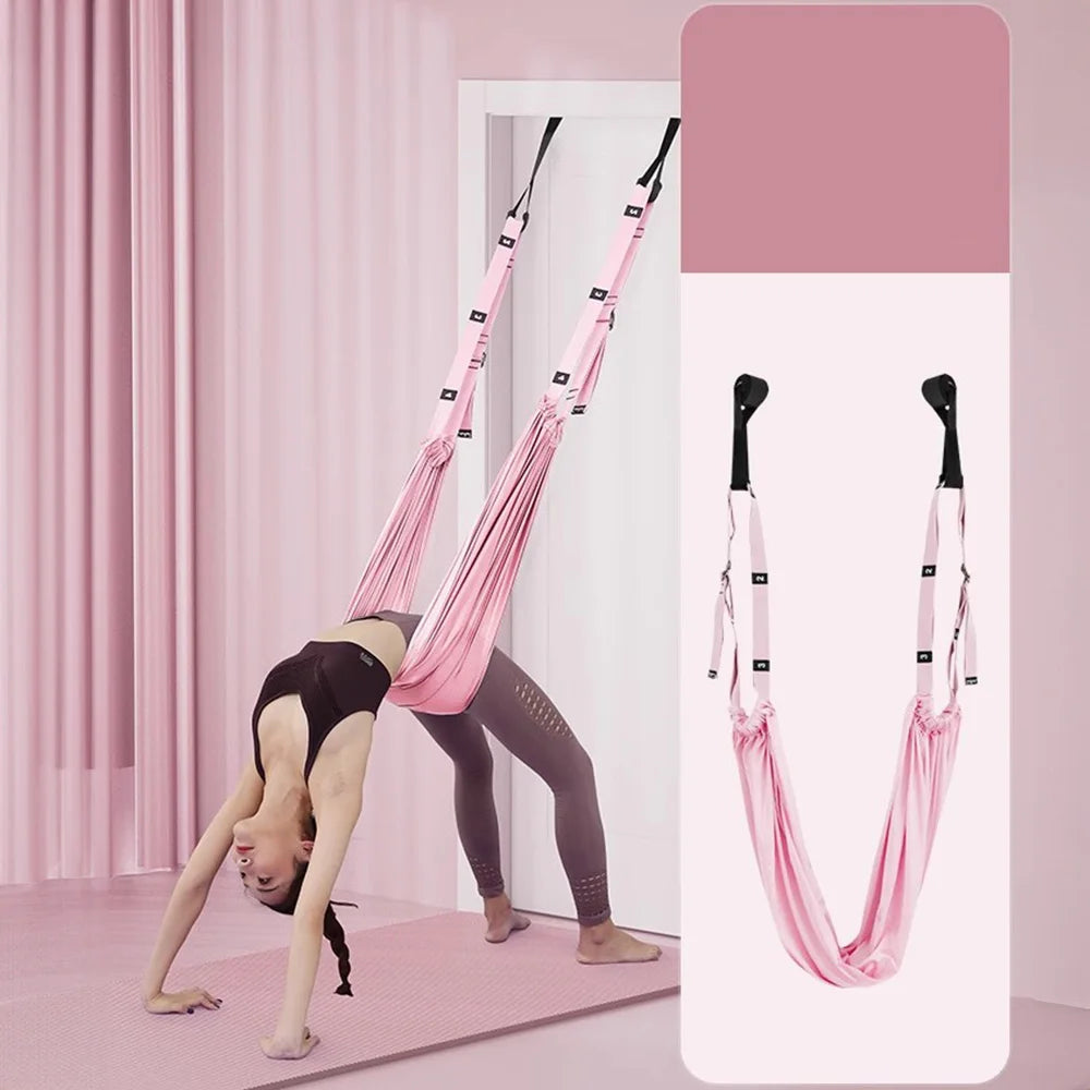 Aerial Yoga Strap | Adjustable Stretching Belt for Splits, Backbends, Inversion & Flexibility Training Pink