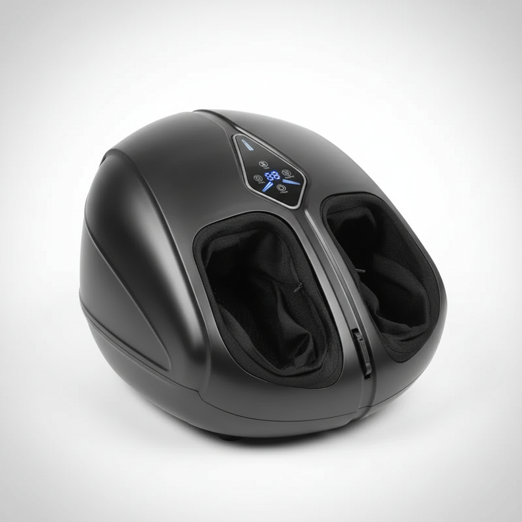Shiatsu Foot Massager with Heat and Air Compression | 4 Modes, 5 Intensities, Deep Kneading Rollers & Remote Control Black