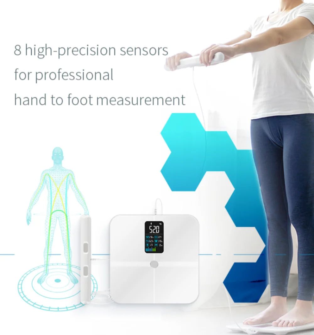 8-Electrode Smart Body Composition Scale with Hand Sensors | 18 Metrics, TFT Display, Fitdays App, 24 Users, Baby Mode & 400 lb Capacity