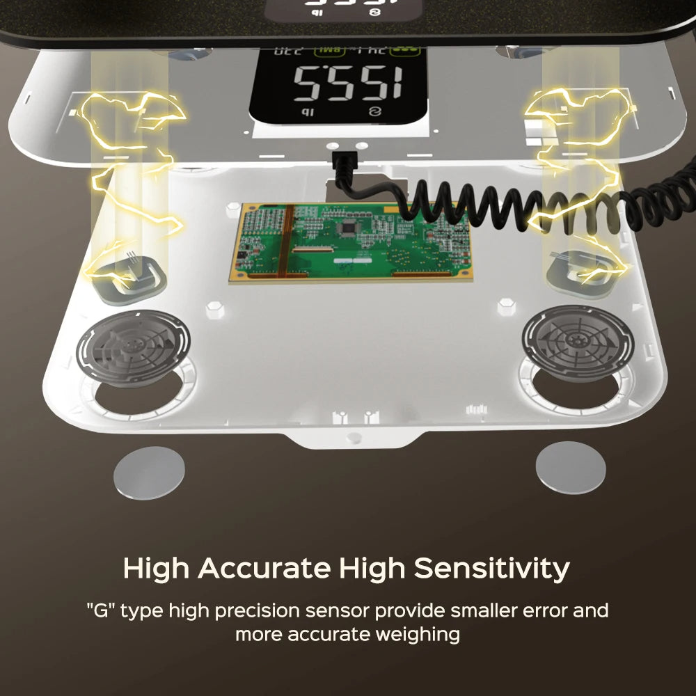 8-Electrode Smart Body Composition Scale with Retractable Handle | Dual-Frequency Segmental BIA, Color Display, App Sync & 400 lb Capacity