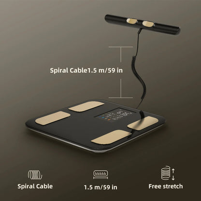 8-Electrode Smart Body Composition Scale with Retractable Handle | Dual-Frequency Segmental BIA, Color Display, App Sync & 400 lb Capacity